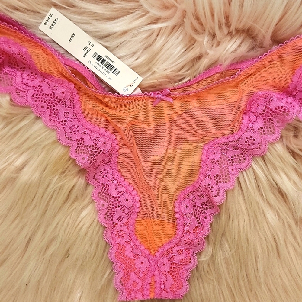 Brand New TEASE VICTORIA'S SECRET  HIGH LEG MESH THONG PANTY-XS
